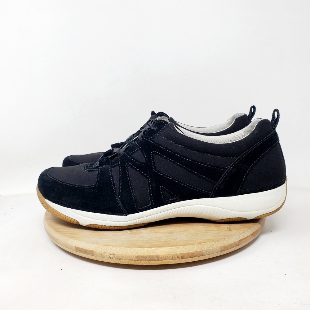Dansko Sneaker Womens 39 Black Slip On Elastic Laces Comfort Shoes
